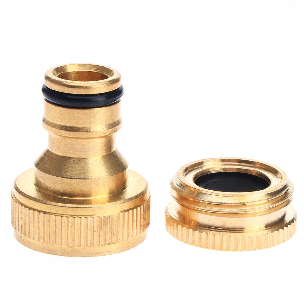 2-in-1 Brass Hose Tap Connector 1/2" & 3/4" BSP Garden Hose Tap Gardening Faucet Adapter for Gardening Hose Washing Machine 1pc