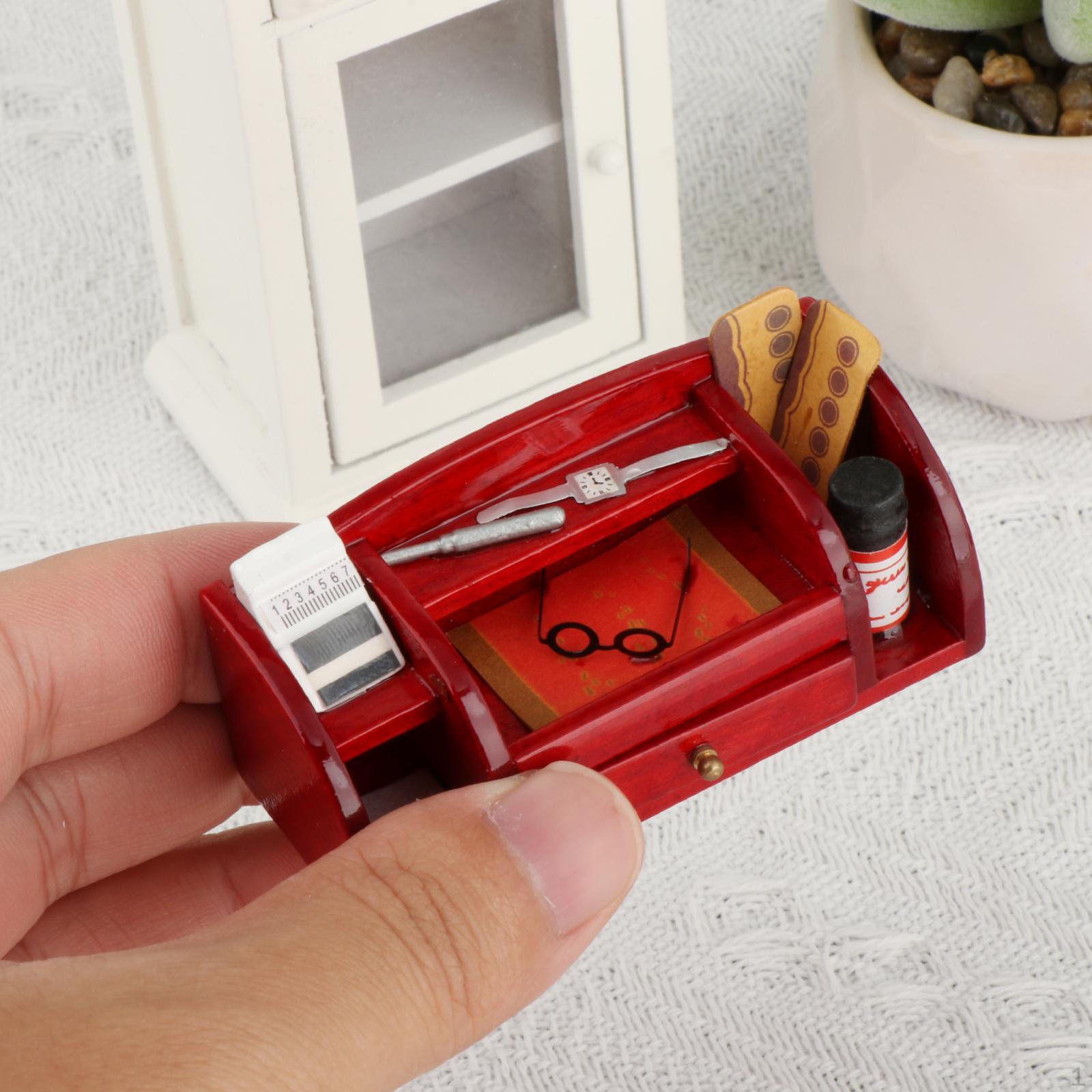 1/12 Кукольный домик Миниатюрный Стеллаж для хранения Мебель Контейнер для игрушек red