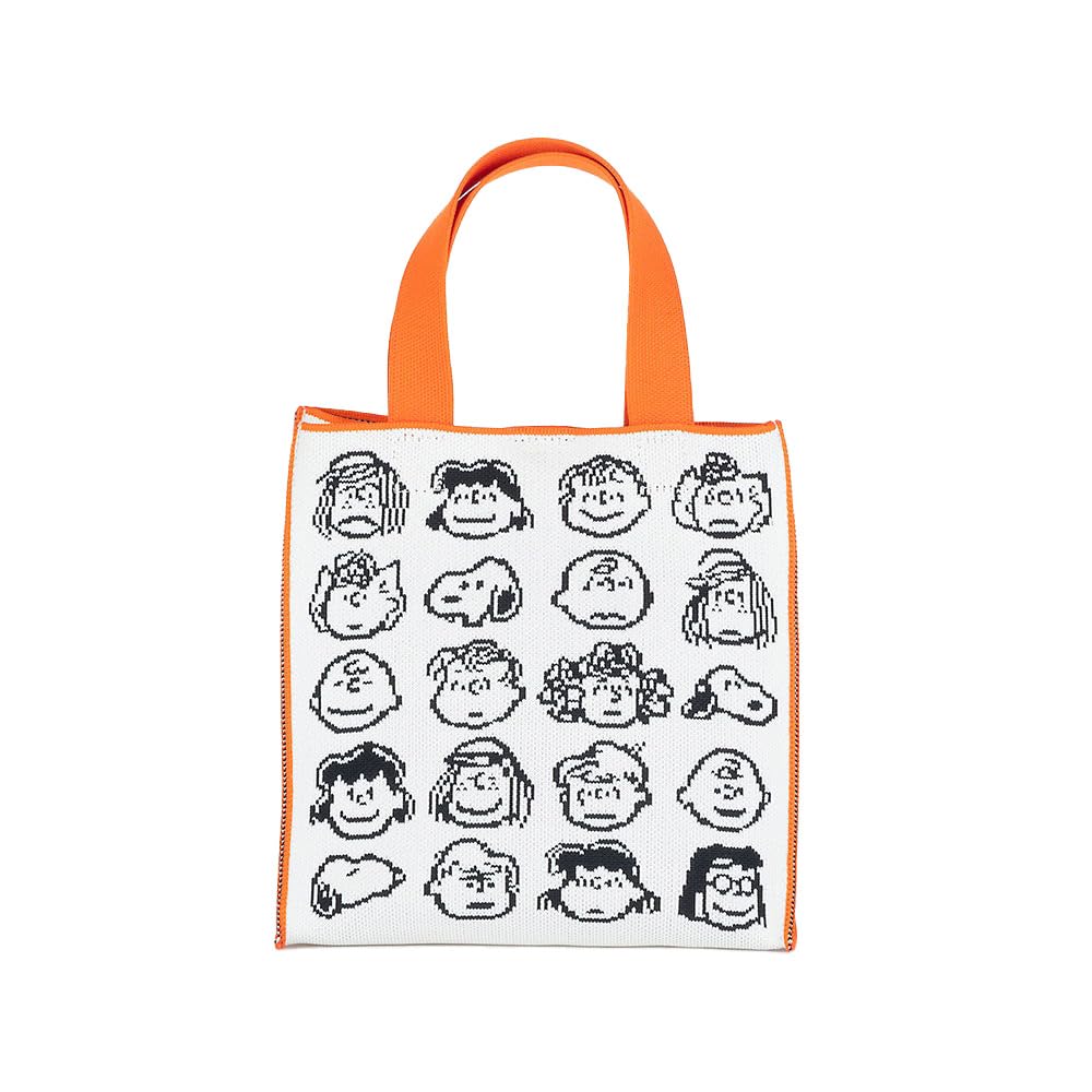 HEMING'S 1080501 vintage PEANUTS Würfeltasche, Jacquard-Tragetasche, Zusatztasche, Lunchtasche, Peanuts, Snoopy, PEANUTS GANG (Elfenbein x Orange)