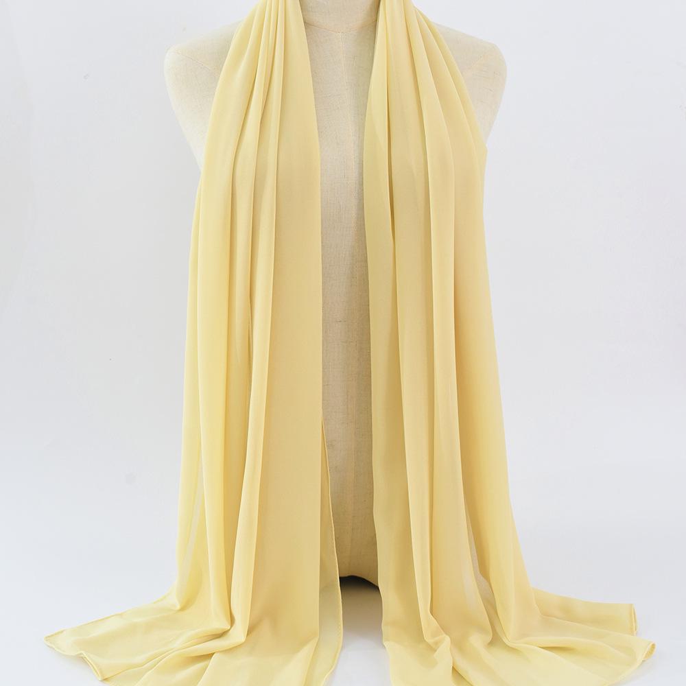 Damen einfarbiger Perlen-Chiffon-Bubbleschal, langer Seiden-Kopfschal, 70x180cm, nahöstlicher Stil