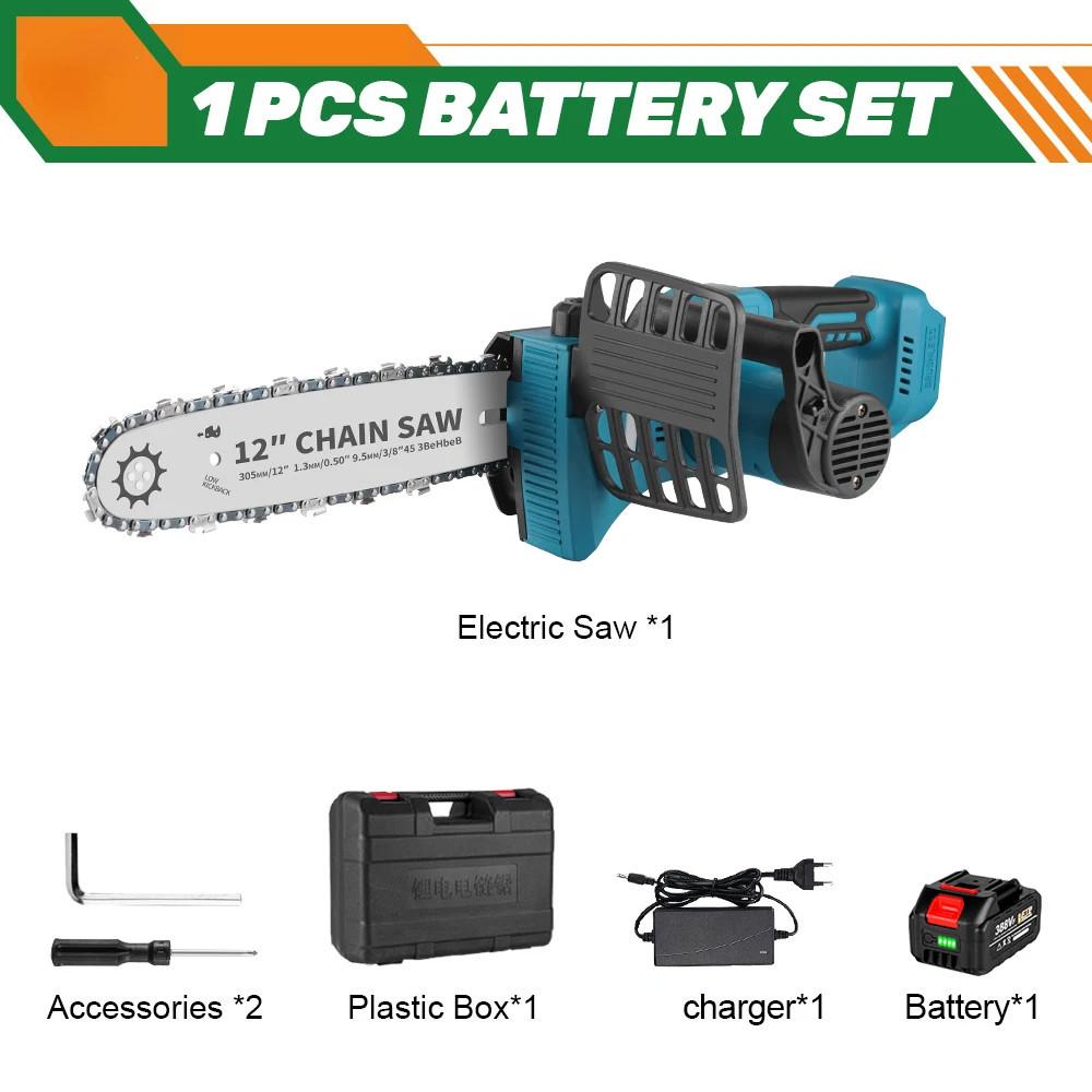 12 Inch Brushless Electric Saw with Oiler LED Digital Display High Battery Capacity Wood Saw Cordless Portable Garden Cutting Tool Machine