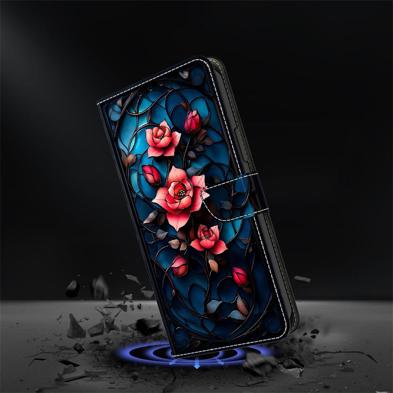 SE 2025 i17e/17Pro Relief Flower Phone Case for iPhone 17 Pro Max iPhone16 15 14 Pro Plus Fundas Wallet Leather Cover Phone Case