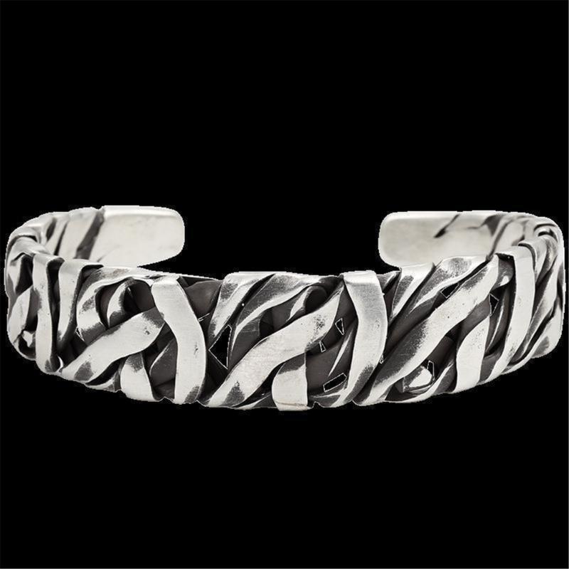 Bracciale da Uomo Retro Intrecciato con Polsino Regolabile Rame Design Largo Artigianale Gioiello da Braccio Unisex Accessori da Polso