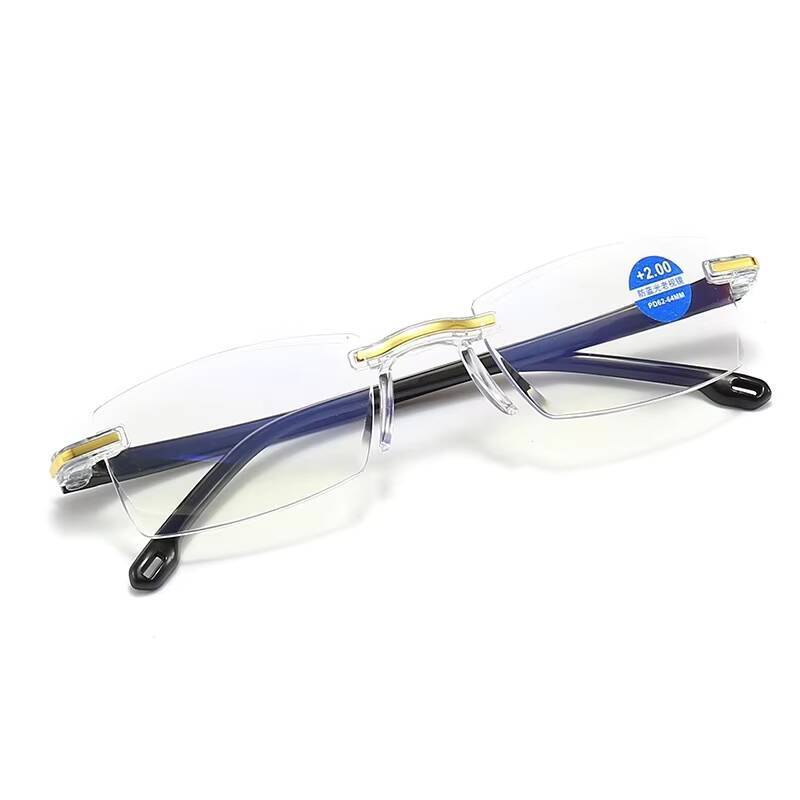 

2026 Stamping Intelligent Zoom Reading Anti-Blue Light High Definition Frameless Men s +200