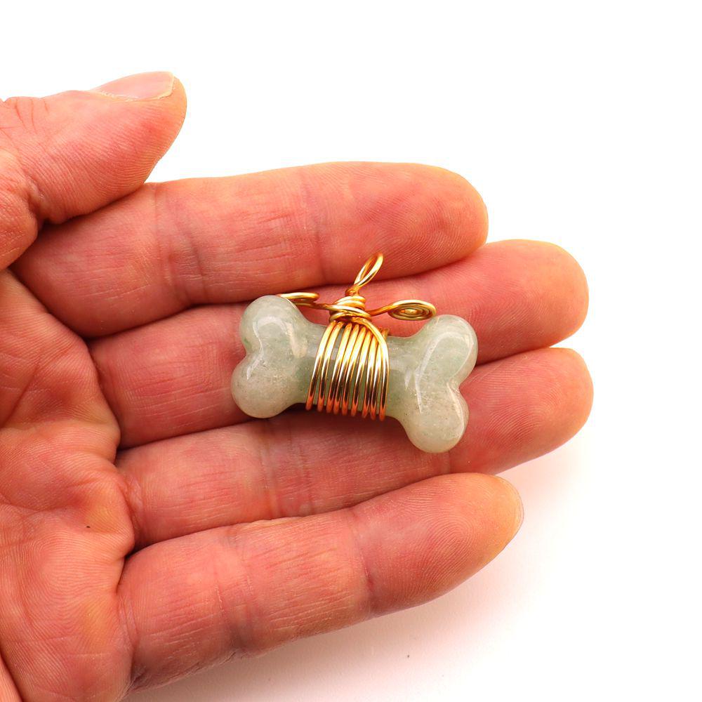 35mm Handmade Wrapped Wire Agate Amethyst Bone Necklace with Natural Crystal Stones (N729)