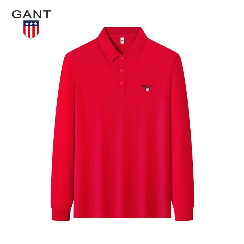 Polo Manches Longues Printemps Automne GANT Broderie Classique Uni Revers Chemise Automne Décontracté d'Affaires T-shirt