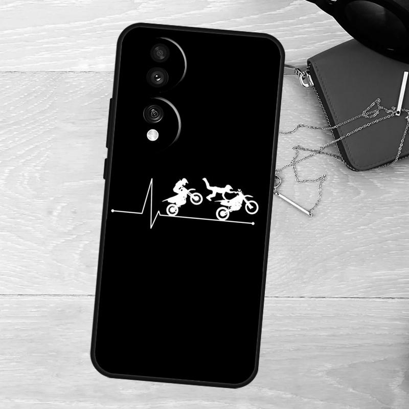Motorcycle Heartbeat Case For Honor 200 400 Pro 50 70 90 Lite X9a X9b X9c X9d X8a X8b X8c Magic 5 6 7 8 Pro Cover