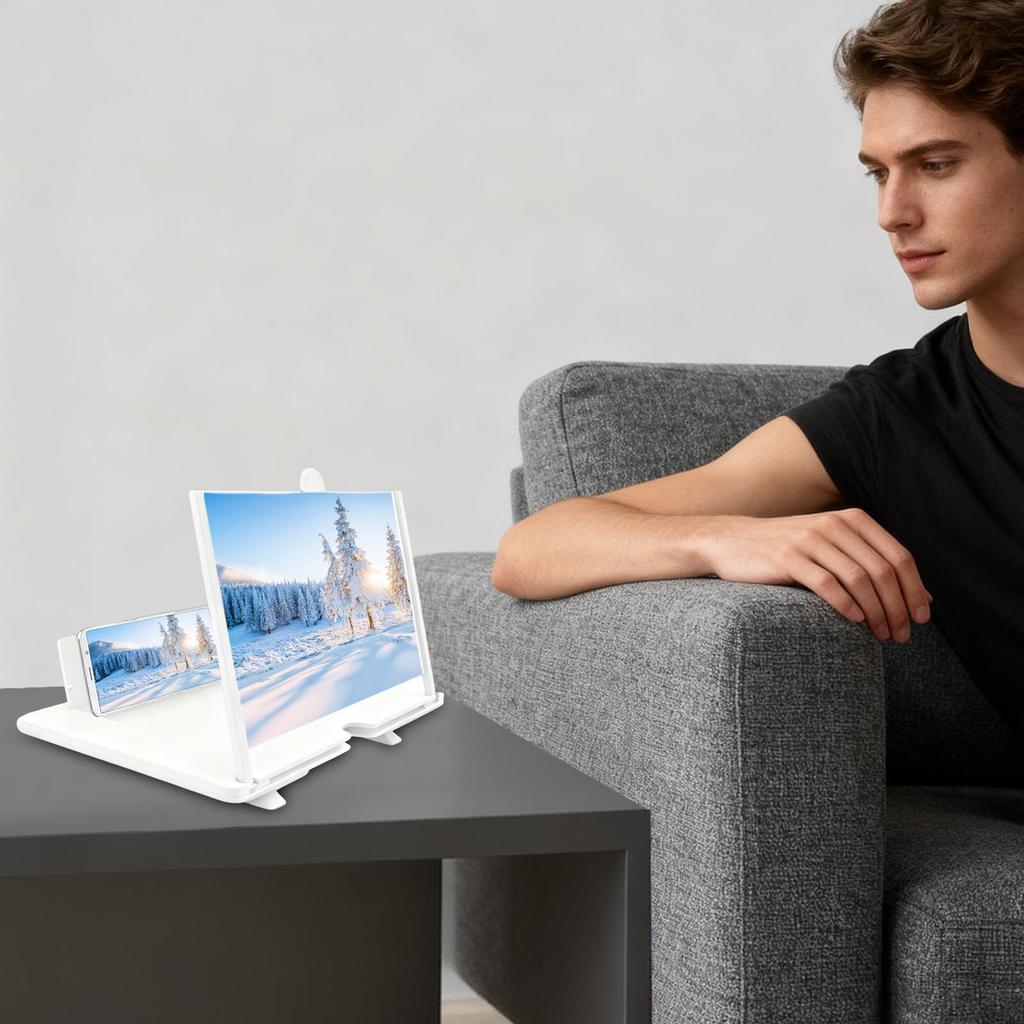 Portable 3D Video Magnifier Desktop Projector Turns Phone into Big Screen for Travel Breaks Home Entertainment Seniors