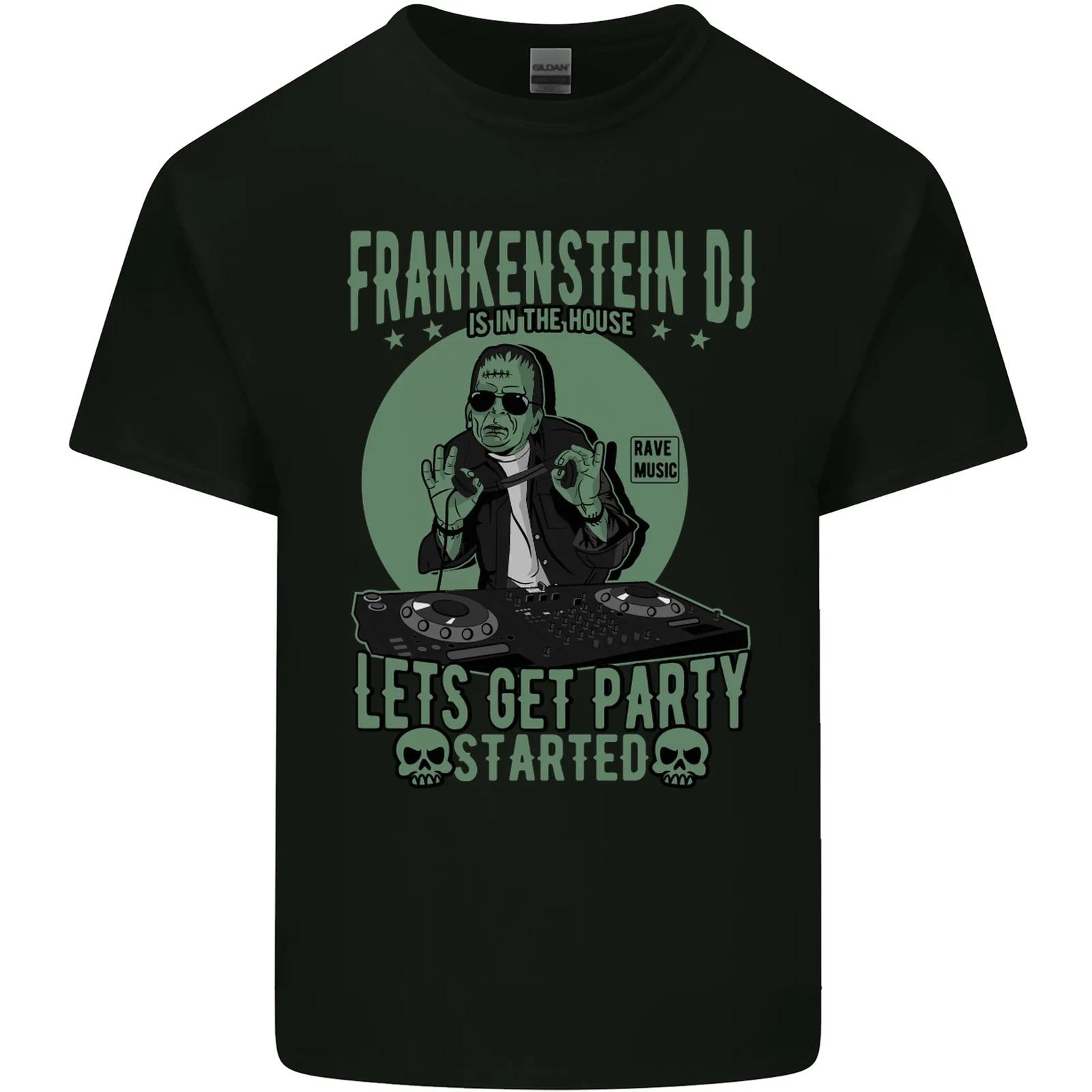 DJ Frankenstein Funny Music Vinyl Halloween Kids T-Shirt Childrens S
