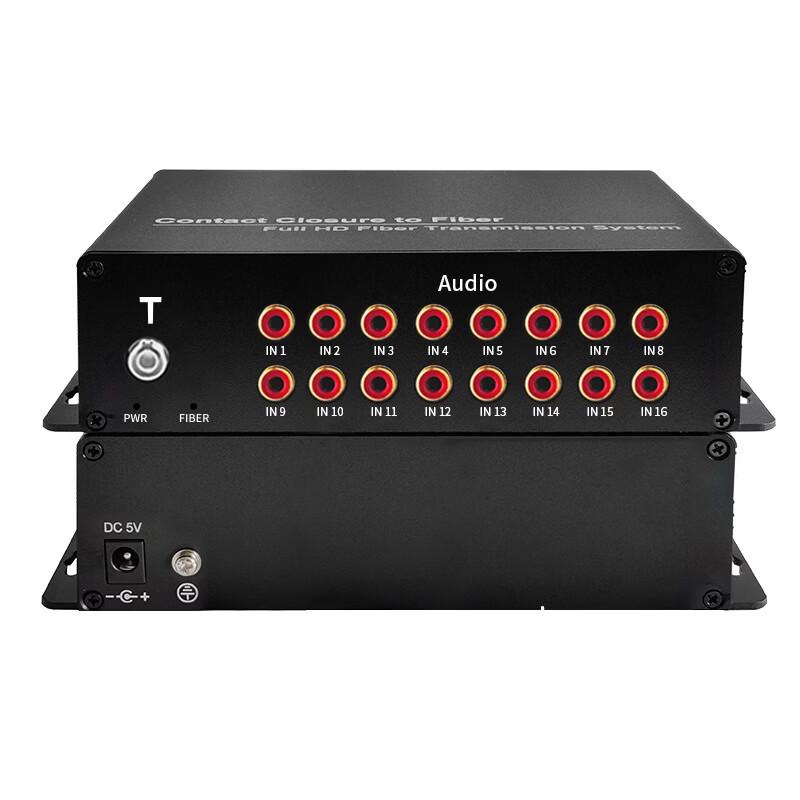 16-Channel Unidirectional RCA Audio Fiber Optic Extender