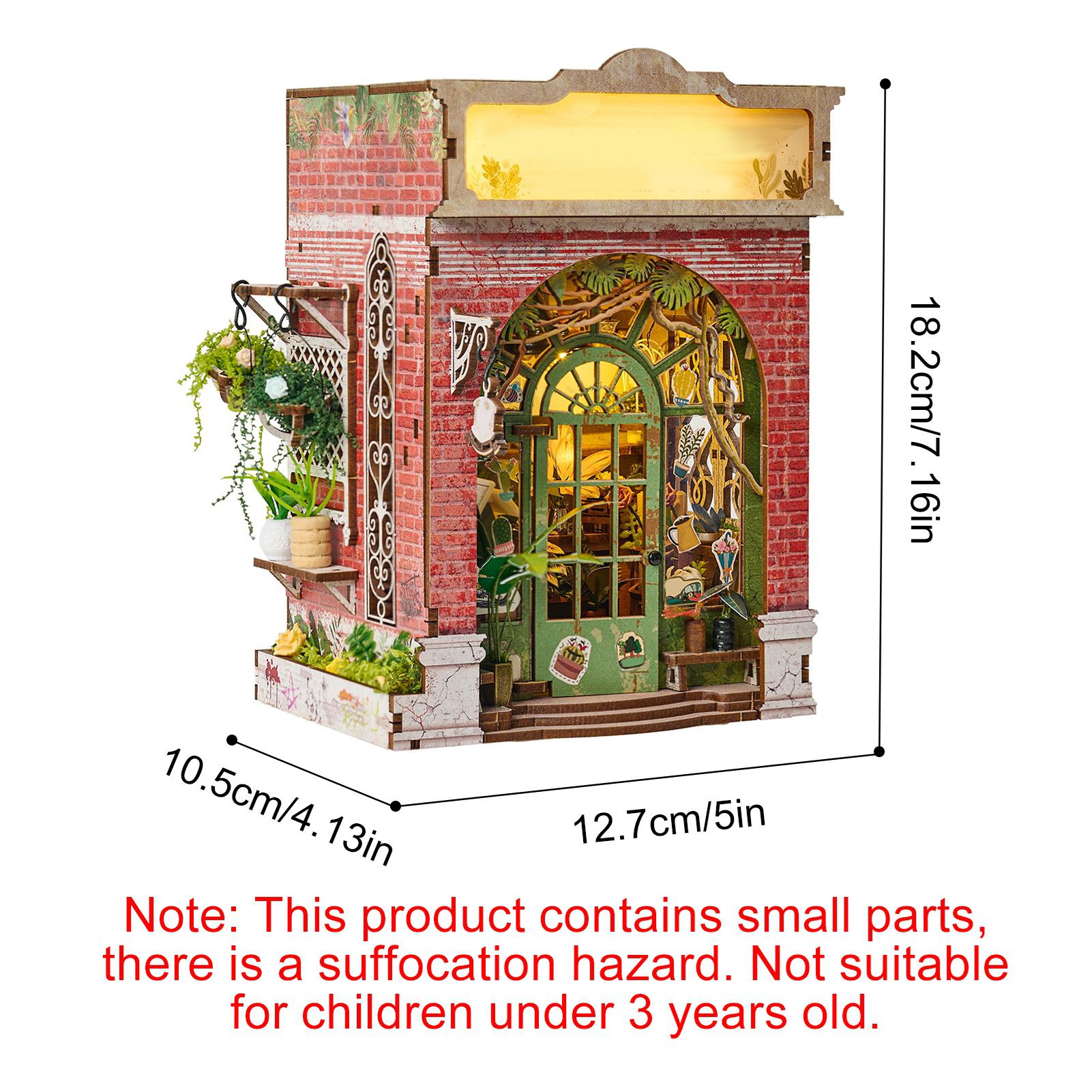

Набор «Мини-цветочный магазин» со светодиодной подсветкой, Деревянная модель цветочного домика, 3D-пазл, Набор для сборки, Миниатюрный сад ручной работы