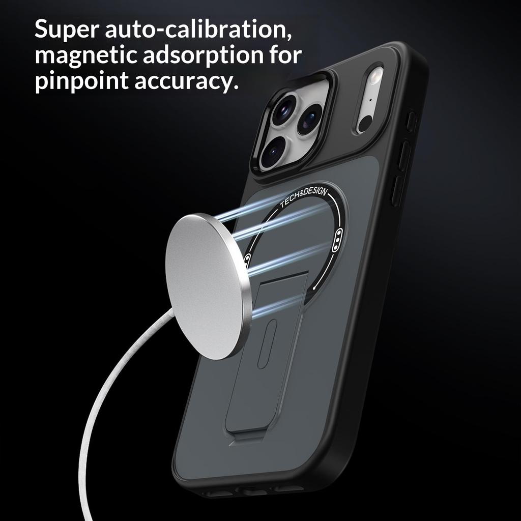 For iPhone 17 Pro Max Case Compatible with MagSafe Foldable Kickstand Shockproof TPU + PC Phone Back Cover