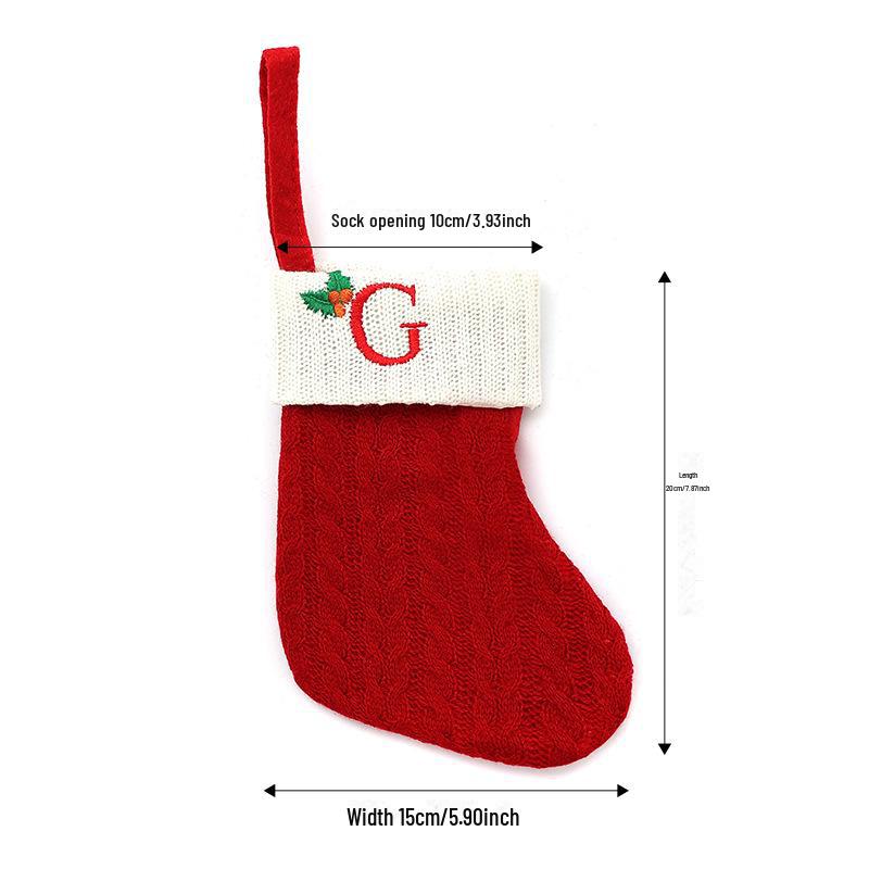 Red Knitted Christmas Stockings with Embroidered Letters for Kids
