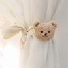 Cute Khaki White Warm Color Plush Bear Flower Curtain Tie Kids Girl Bedroom Livingroom Curtain Folding Bind Rope Home Decoration