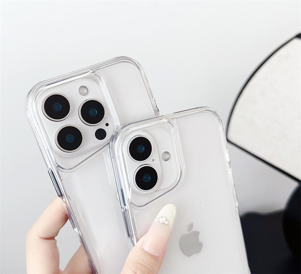 Shockproof Clear Case For iPhone 14 15 16 13 12 11 Pro Max Silicon For iPhone 15 14 Plus Back Transparent Protection Black Cover