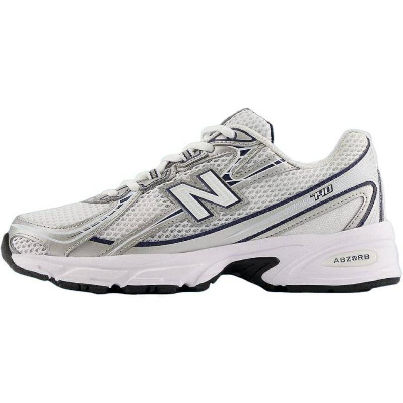 New Balance NB 740 Abrasion Resistant Low Top Kids Lifestyle Shoes White Silver Black Sneakers GR740WN