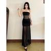 Feminine One-Shoulder Mesh Strapless Summer Dress