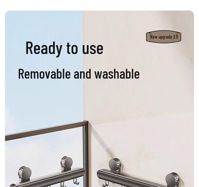 Invisible Retractable Folding Drying Rack with No-Punch Suction Cup for Balcony