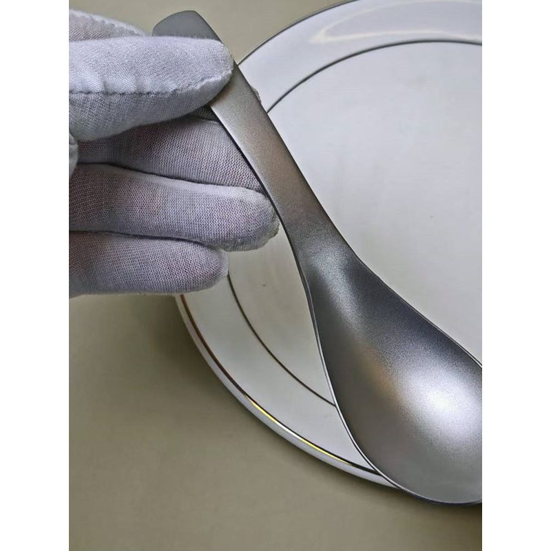 Matte Retro-Style Pure Titanium-Plated 304 Stainless Steel Spoon with Short Handle, Small Soup Spoon for Home Use, Deepened Rice Spoon, Soup Spoon