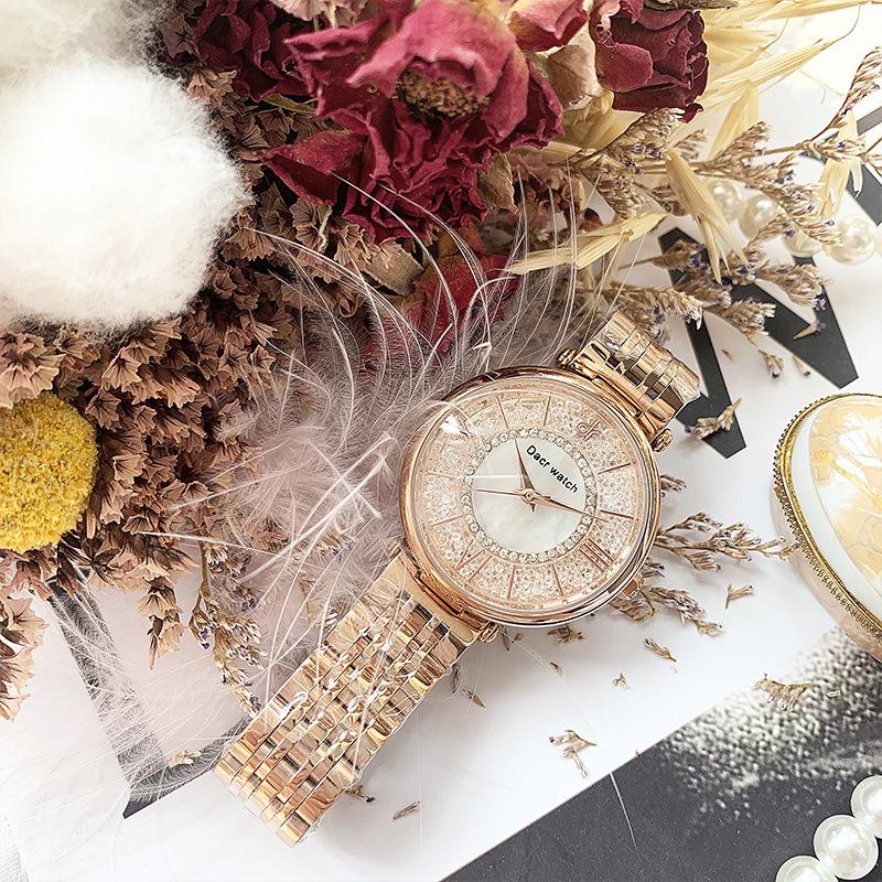 Student Watch Female Ins Style Simple Temperament High School Junior High School Rhinestone Mobile Watch Female Starry Sky Ladies Watch.
