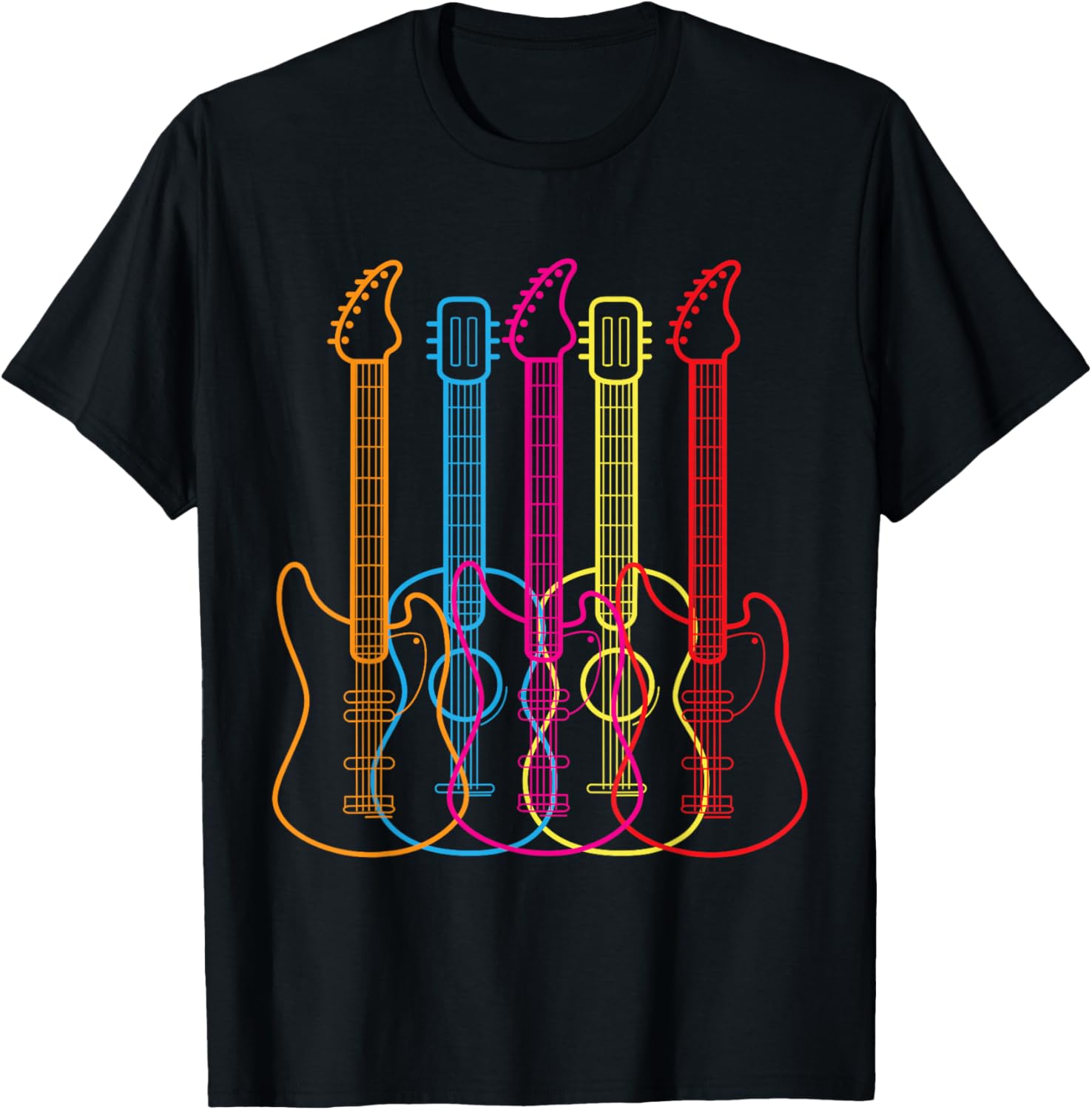 Vintage Retro Colourful Guitar Music Lovers Funny Gift T-Shirt Unisex T-Shirt XL