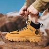 Winter Men's High Top Thermal Work Boots British Style Plush Lined Waterproof Leather Casual Shoes Non-Slip Warm Chunky Sneakers