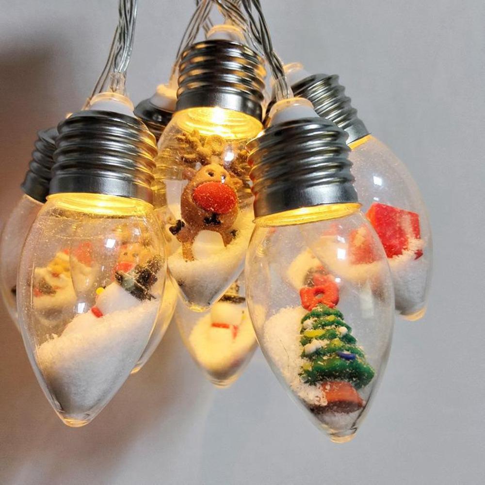 Fahison 1.5M 10LED Christmas Light String Battery box Santa Claus LED Lights Snowman Christmas Lamps Christmas