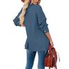 Winter Damen Unifarben Einreiher Langarm Tasche Jacke Mode Herbst
