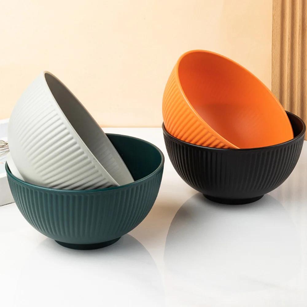 4Pcs Kitchen Tableware Wheat Straw Bowl Food Grade Wheat Rice Bowl Tableware Food Container Dessert Salad Rice Bowl Sets