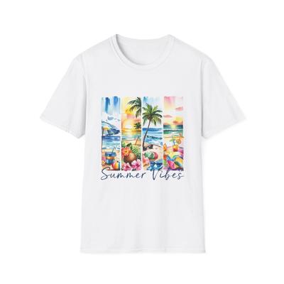 Summer Vibes Unisex Softstyle T-Shirt, Beach Tee, Vacation Shirt, Tropical Wear,