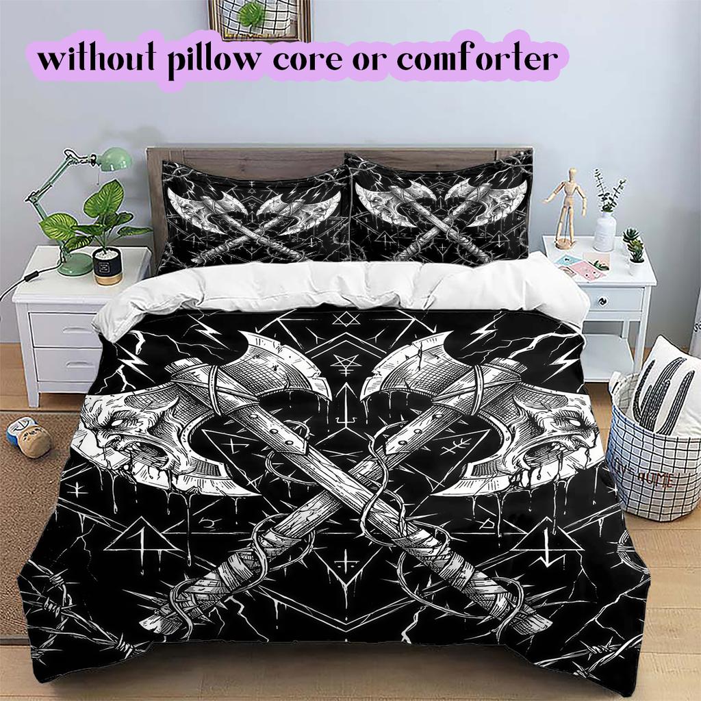 Thorn Gothic Dark Pattern Bedding Quilt Set Quilt Cover Pillowcase Home Decoration Birthday Gift (1 * duvet cover + 2 * pillowcase, without core)