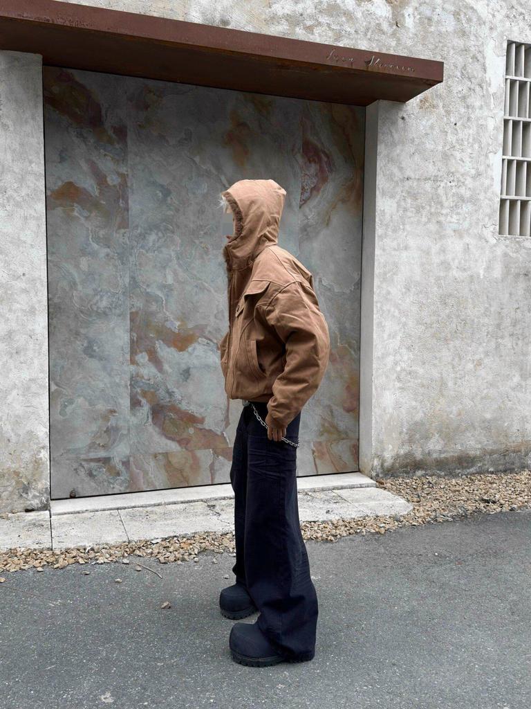 Unisex American-Style Hooded Cotton Jacket - Casual, Loose-Fit & Trendy Outerwear
