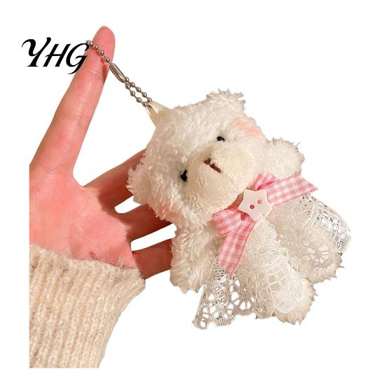 Cute Animal Bag Charm Plush Bear Keychain, Puppy with Keychain Pendant Crocheted Accessories, Stuffed for Women Girls Backpack Decorative Accessory