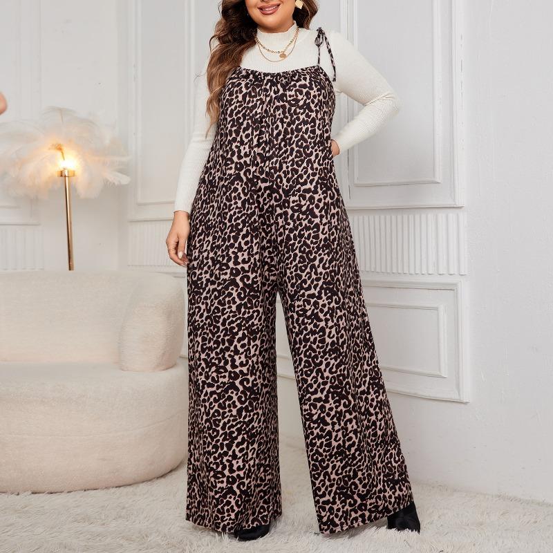 

Женские подтяжки большого размера с леопардовым принтом, цельные, свободные, модные 4XL коричневый