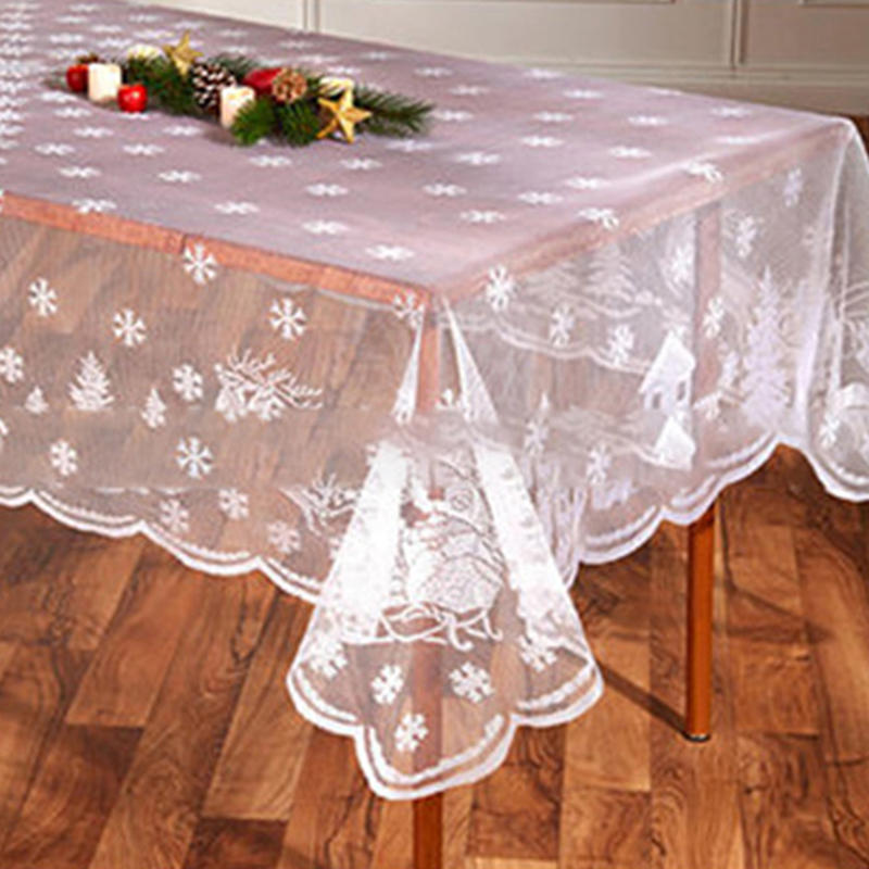 Christmas Snoaman Santa Elk Tablecloth Xmas Party House Lace Table Runner Holiday Decor