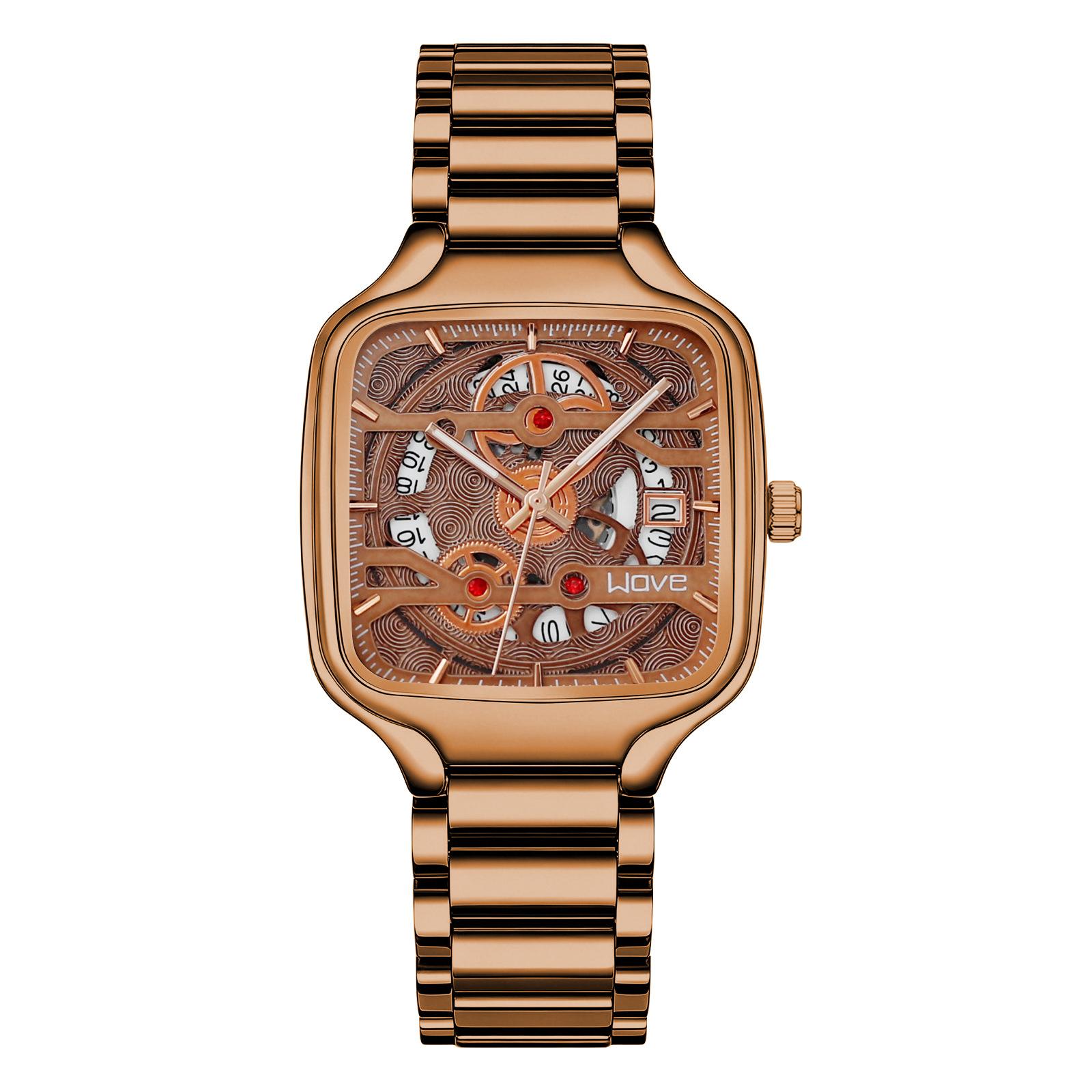 Langjue Square Metal Hollow Quartz Watch Men S Luminous Watch, Non-Mechanical Watch bare watch