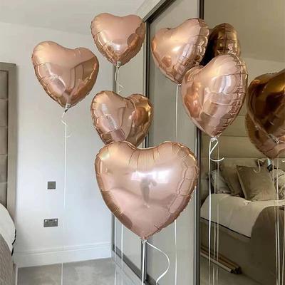 5 Stück 18 Zoll Roségold Herz Folienballons Geburtstagsfeier Dekorationen Kinder Erwachsene Mädchen Babyparty Hochzeit Helium Globos Zubehör