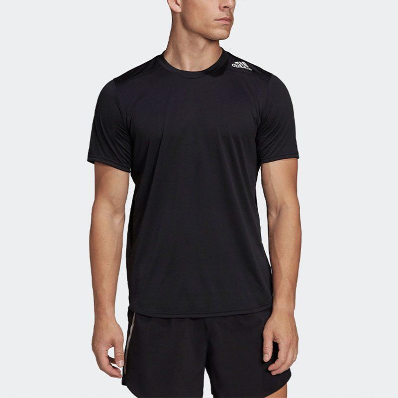 adidas T Shirts Men's Black Crew Neck Moderate Straight Fit HC9836