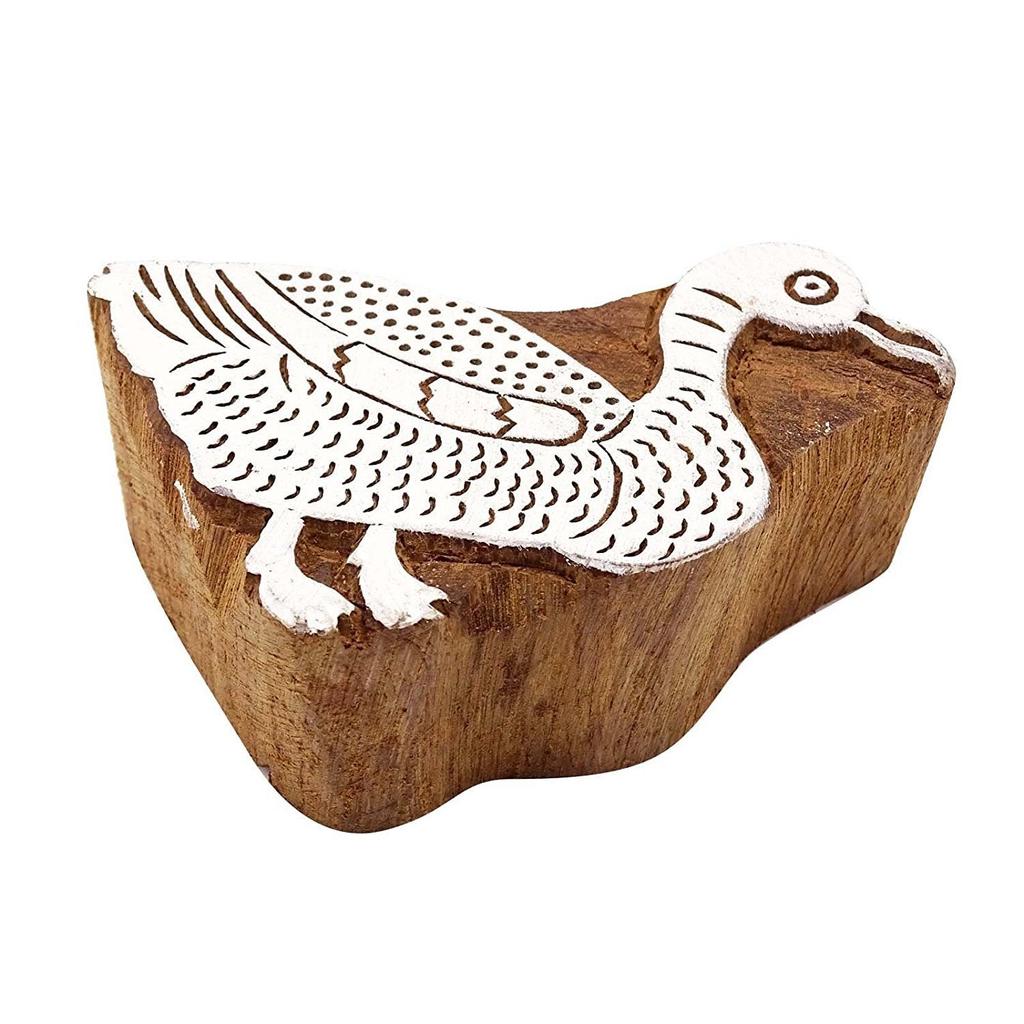 Duck Stamp Brown Indian Wood Stamps Block Textile Stamp Hand Carved Printing