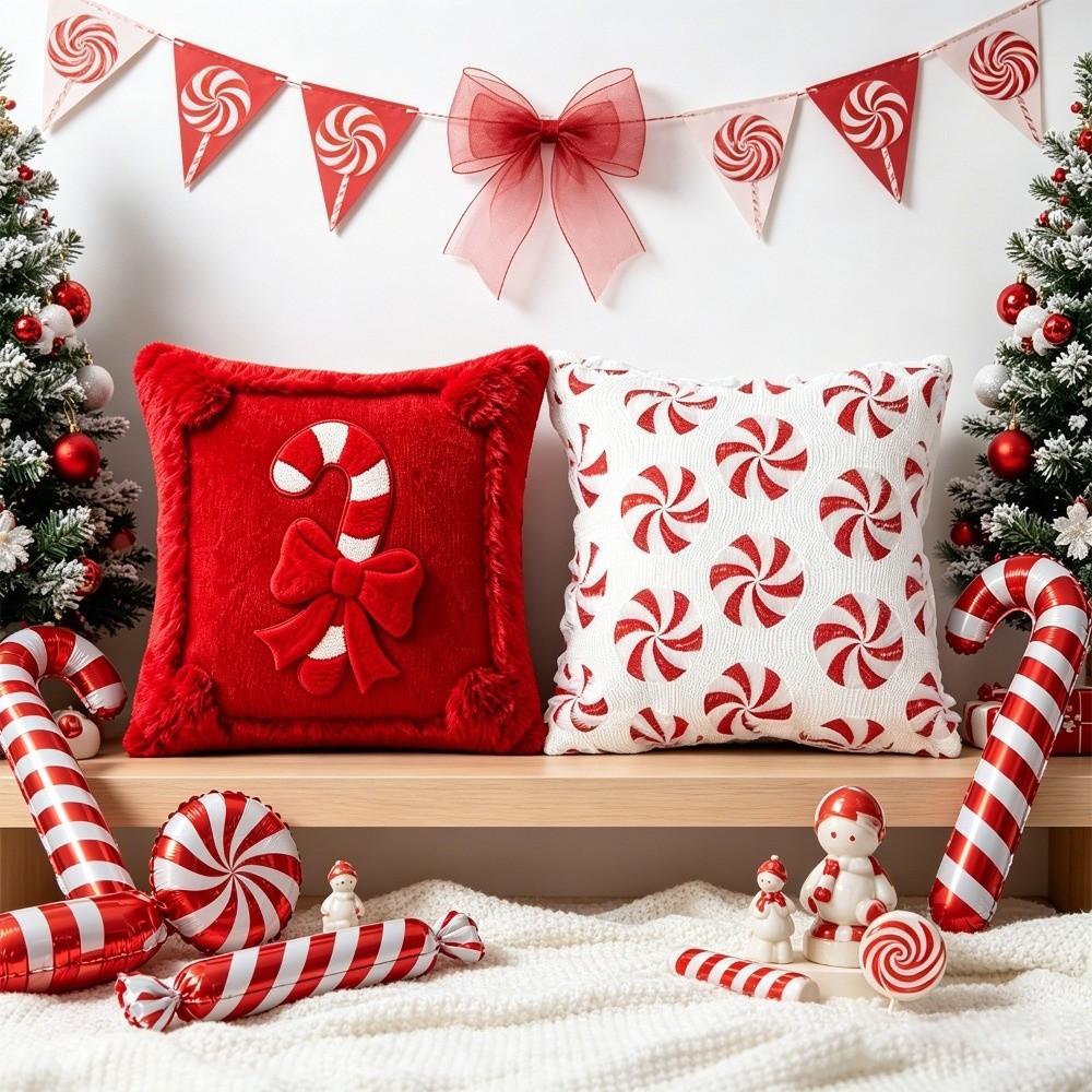 Breathable Bowknot Pillow Cover 45x45cm Plush Pillow Case Christmas Pillowcases Christmas Decor