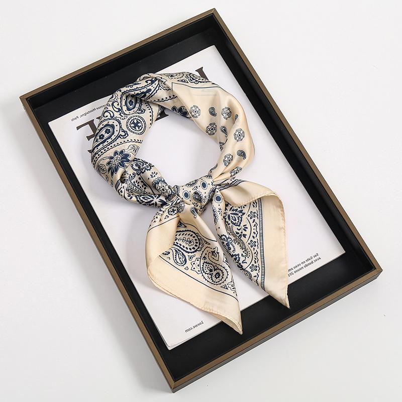 2024 Luxury Square Silk Scarf for Women Hijab Hair Bands Neckerchief Female Satin Shawl Ribbon Headband Fashion Wraps Bandana