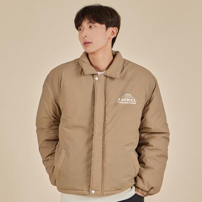 Astral Projection Signature Logo Stand Collar Padded Jacket_Beige