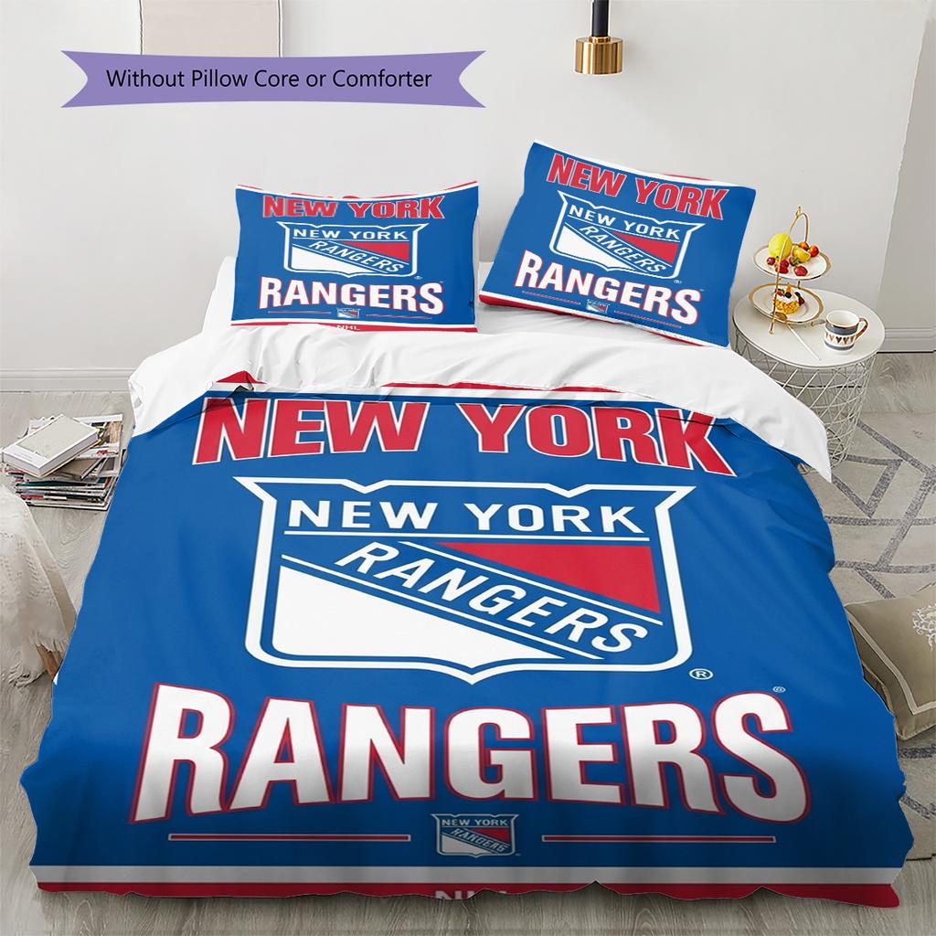 Set Biancheria da Letto con Fantasia New York Rangers Copripiumino Federa Decorazione per la Casa Regalo (1 * copripiumino + 2 * federa, senza nucleo)