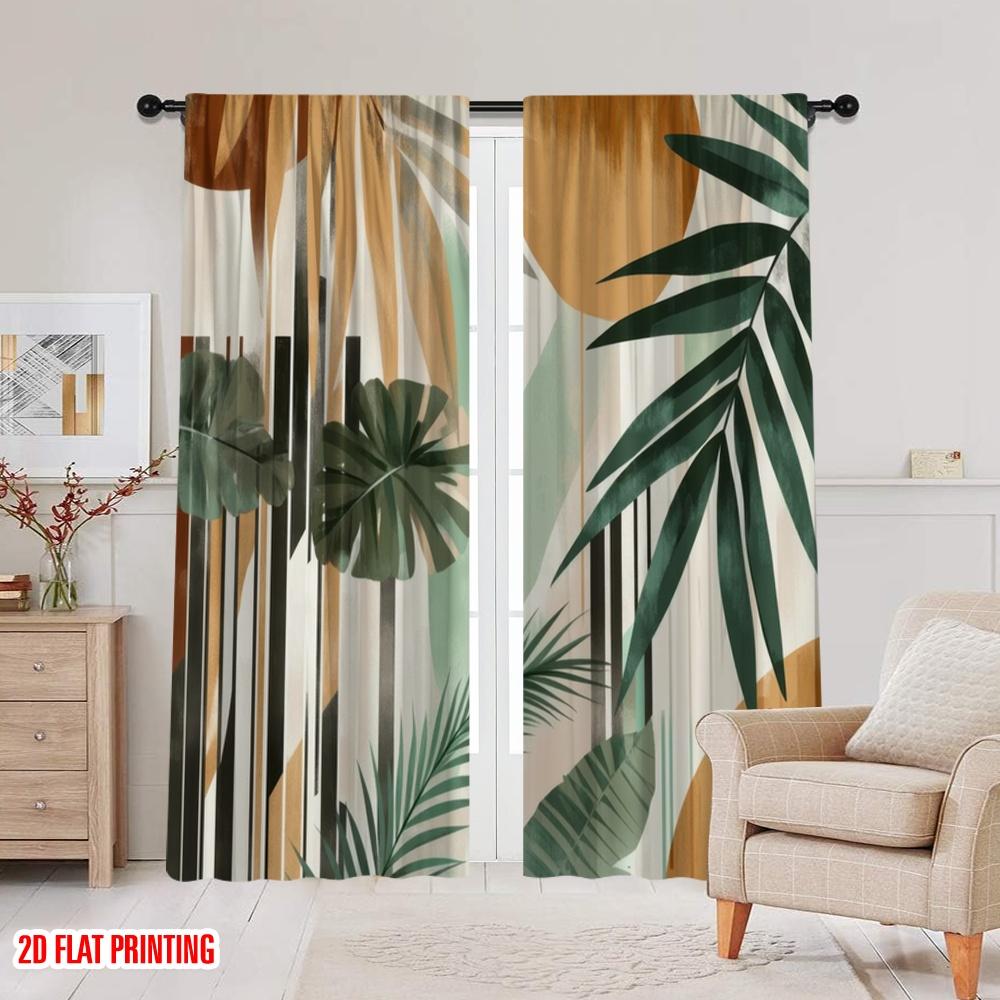 2pcs,2D Plane Printing Curtains&Window Treatment Tropical Harmony(1) Versatile Polyester Fabric (without Rod) Decorations Inside