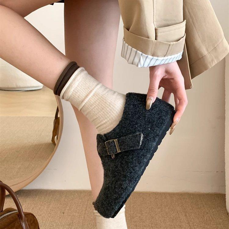 Boken shoes women 2026 thick soled warm cotton shoes winter new fur shoes for women wearing single shoes outside