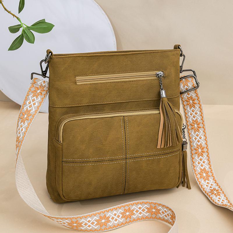 

Women s Retro Denim PU Single Shoulder Bag Large Capacity Crossbody Bag Multi Functional Shoulder Crossbody Bag Outing Leisure Commuting Bag жовтий