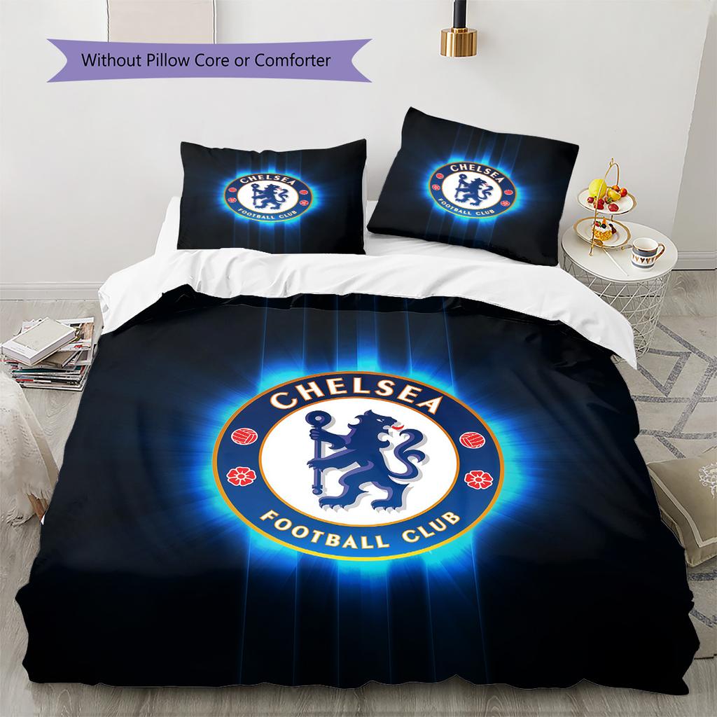 Chelsea FC Pattern Bedding Quilt Set  Home Decoration  Gift (1 * duvet cover + 2 * pillowcase  without core)