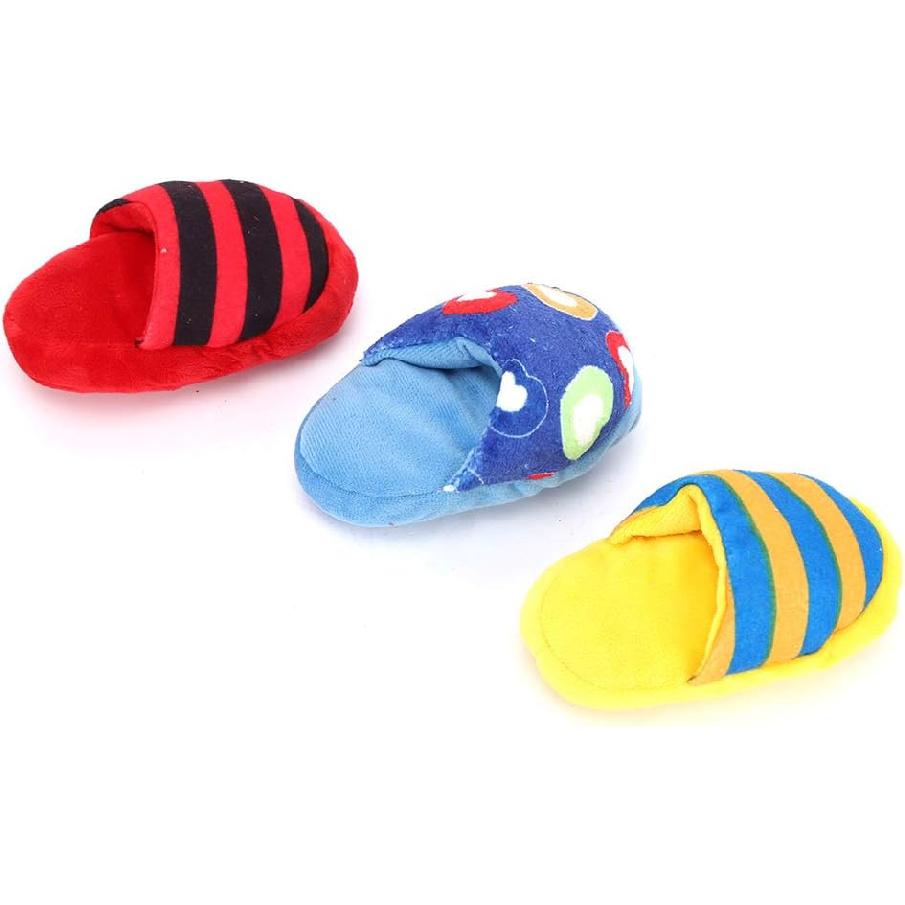 3PCS Small Dog Toys, Cute Slipper Shape Plush Dog Squeaky Puppy Chew Teething Toys Shoes Dog Toy for Small Dogs and Puppies
