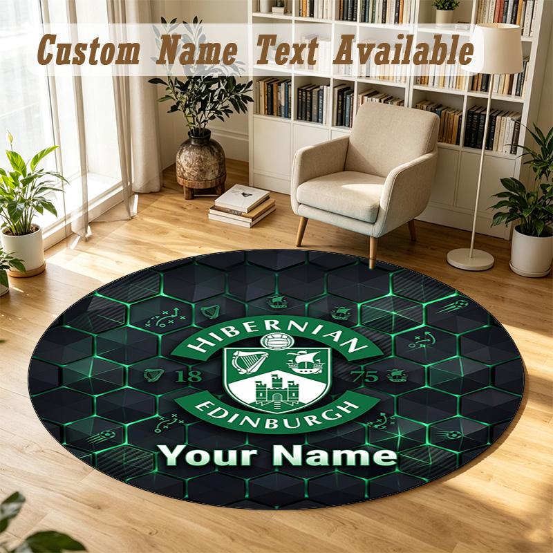 Round Rug Custom NameHibernian FC Pattern Non Slip Carpet Home Floor Decor