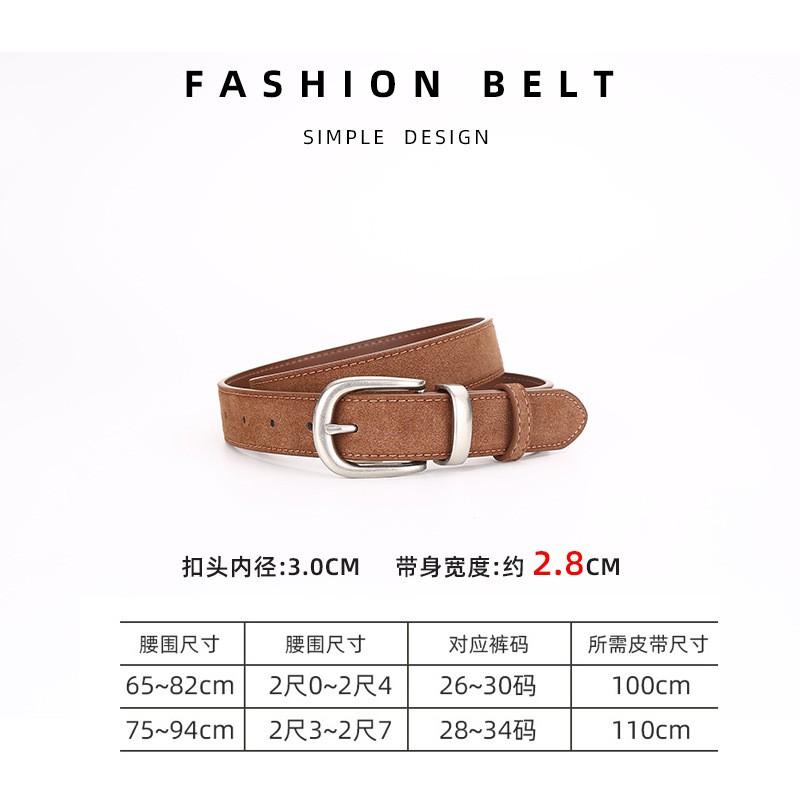 Womens Genuine Leather Belt With Zinc Alloy Pin Buckle 2.8cm Wide Vintage Style Jeans Skirts Casual Outfits